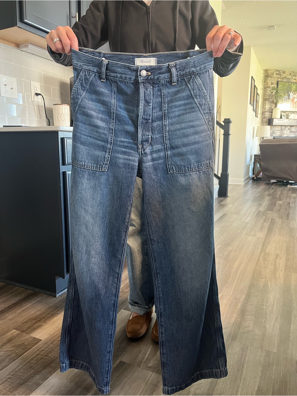Madewell Wide-Leg Flared Jeans In Dark Indigo Wash